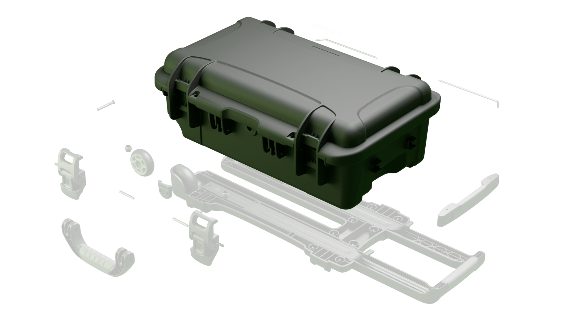 NANUK 935-R in exploded view showing the % of recycling parts