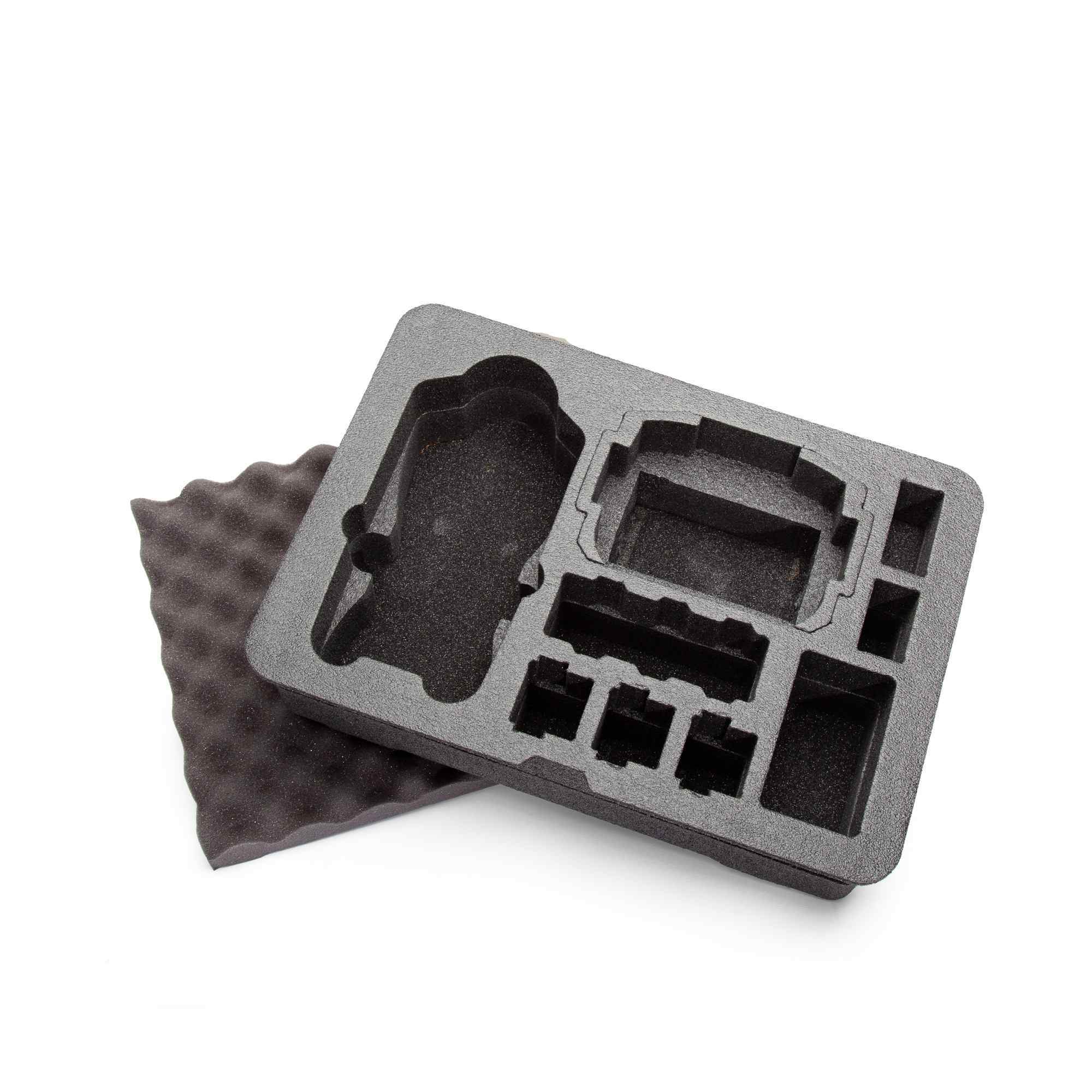 Gray foam tray with compartments on a white background Gray foam tray with compartments on a white background