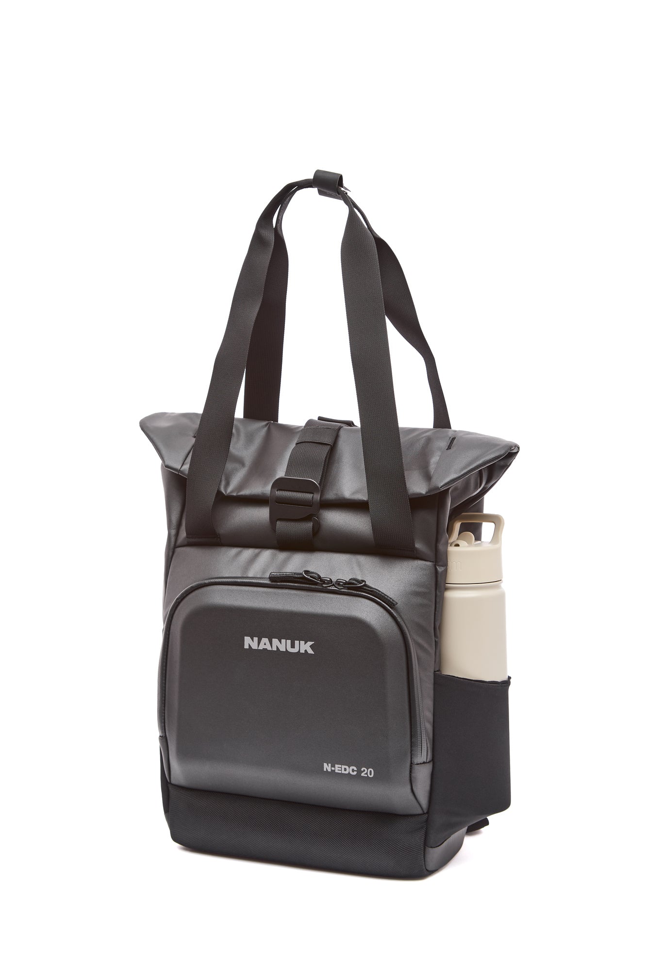 Black and gray backpack with Nanuk branding on a white background Black and gray backpack with Nanuk branding on a white background