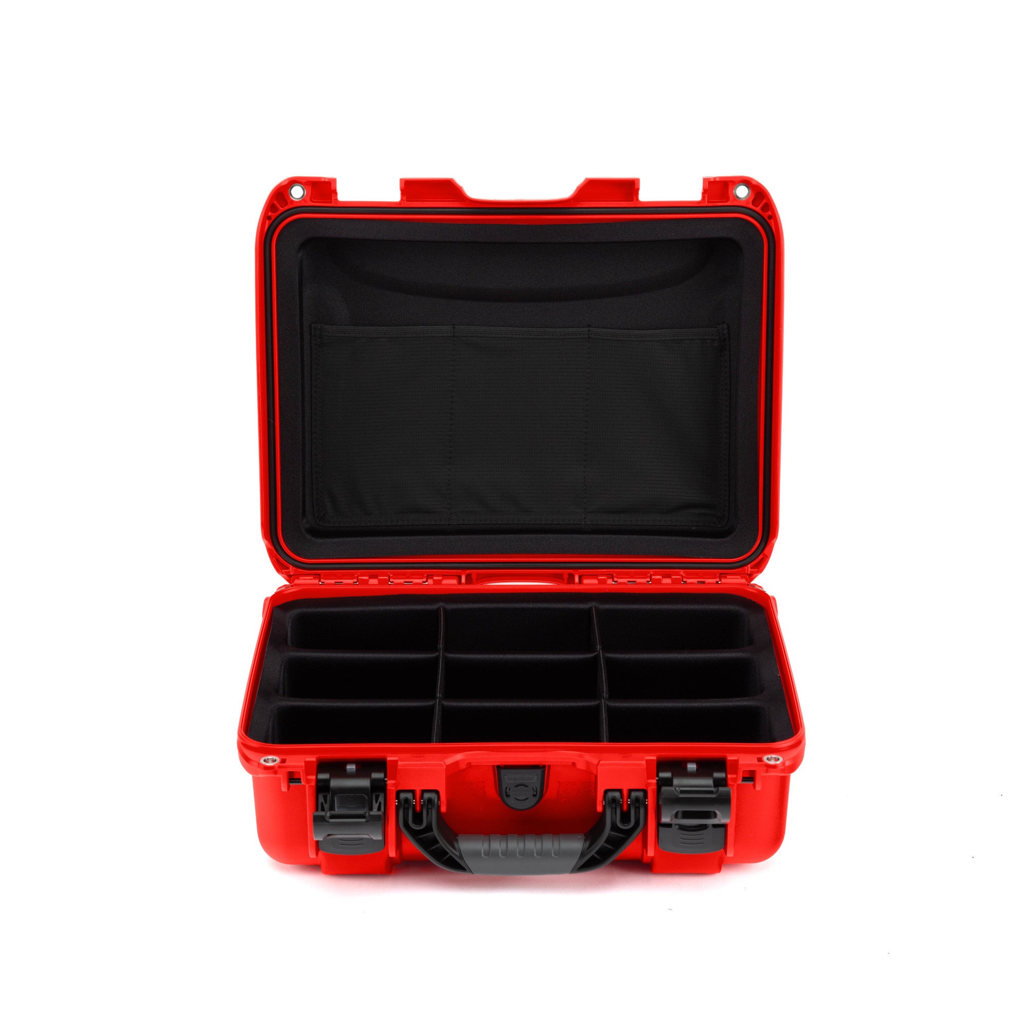 Red toolbox with black interior on a white background Red toolbox with black interior on a white background