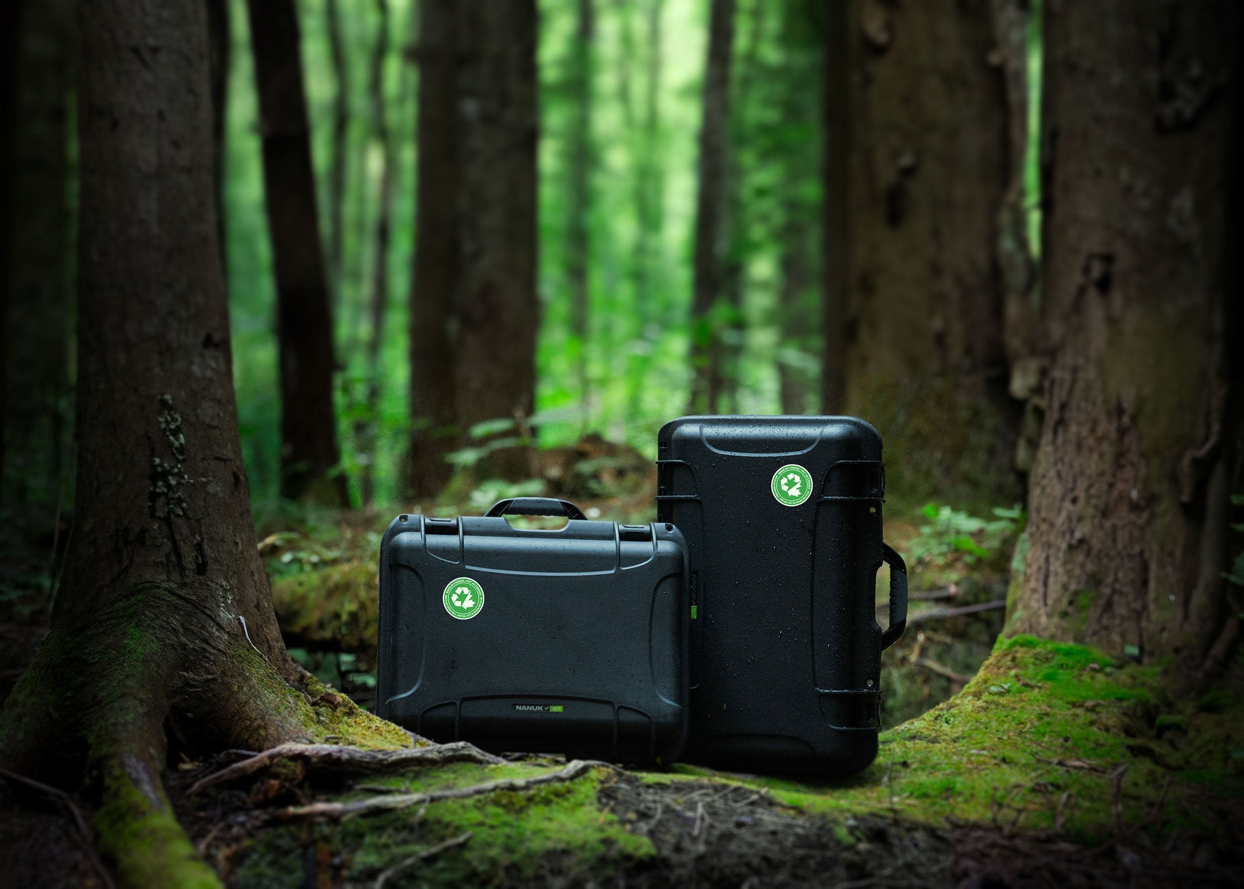 Two NANUK-R Cases in the middle of a green forest