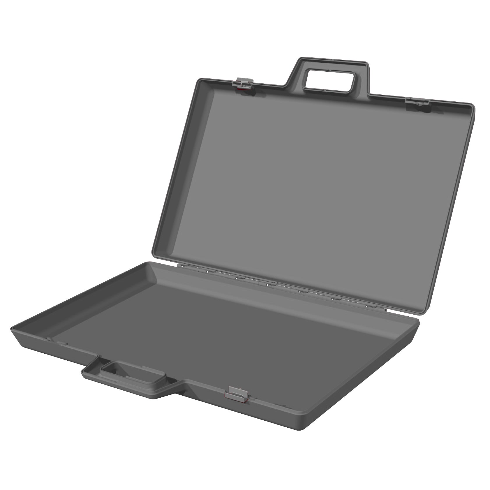 Gray hard-shell briefcase on a white background