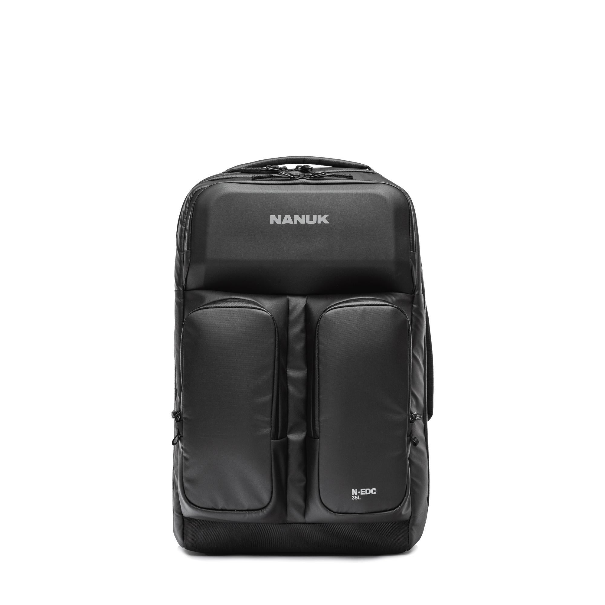 Black Nanuk backpack on a white background