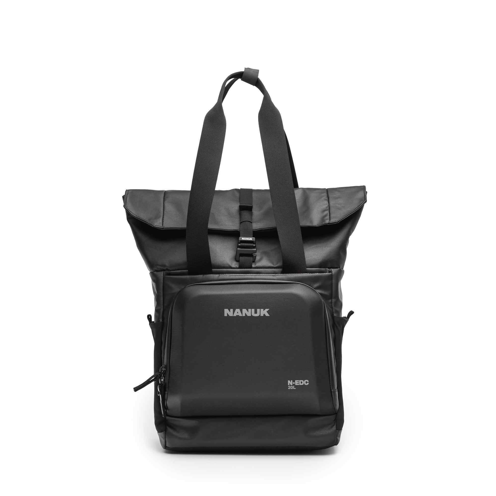 Black backpack with NANUK branding on a white background