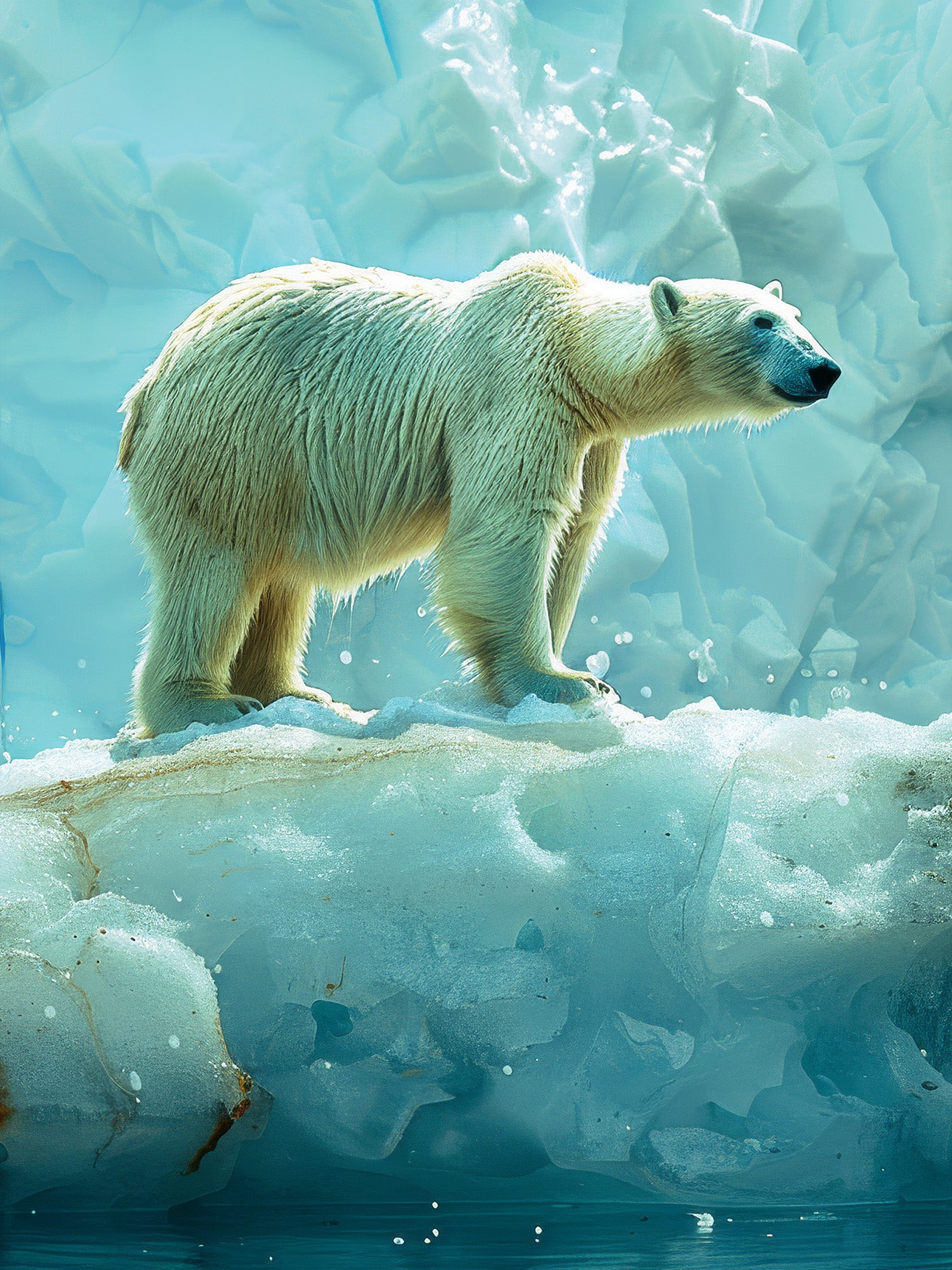 Polar bear on melting ice symbolizing NANUK's dedication to sustainability and animal protection.