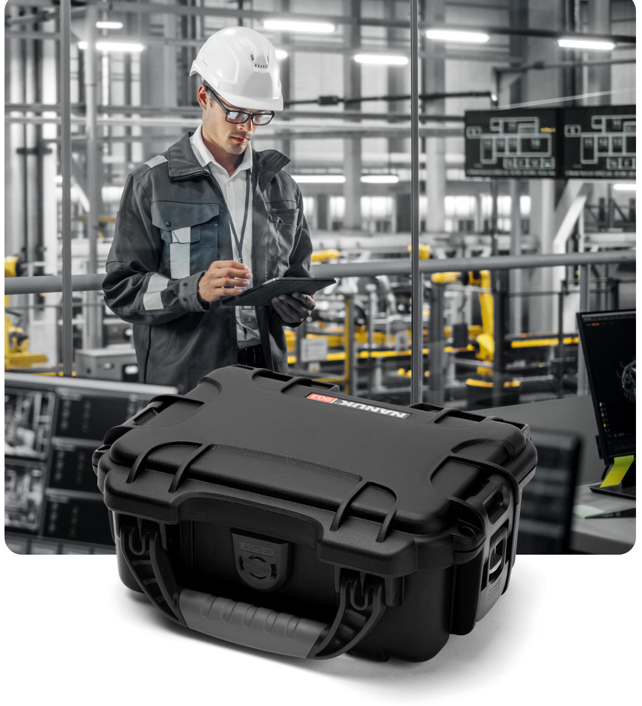 NANUK's secure cases offer industrial workers peace of mind by safeguarding equipment, ensuring accessibility, and allowing uninterrupted focus on project completion.